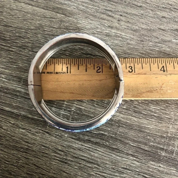 Blue  Patterned Clay Clamp Bangle - Picture 9 of 9